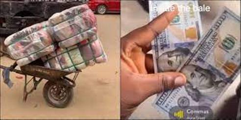 Reactions As ‘Okrika’ Seller Finds $200 In Bale Of Clothes