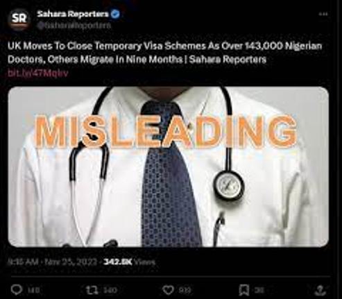 Punch, Saharareports Run Misleading Statistic About Figures Of Nigeria Doctors Migrating To UK